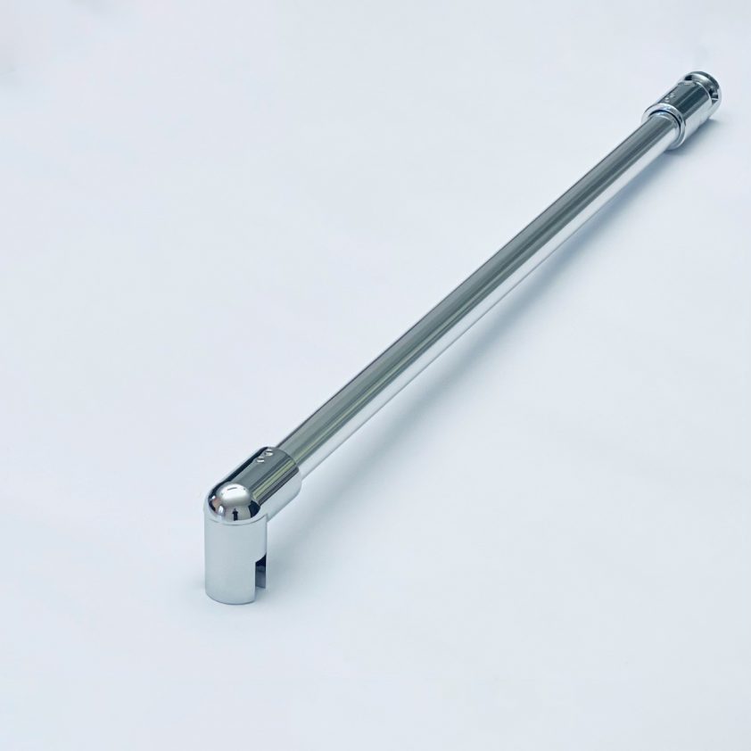 Haltestange, rund, Glas/Wand, einstellbar, Länge 1000 mm (kürzbar), Durchmesser 20 mm, für 8-10 mm Glas - LM glanzverchromt