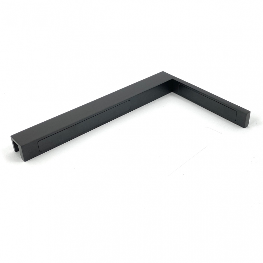 Eckwinkel - Stabi-Winkel 90°, Links, schwarz matt, 6-10 mm Glas