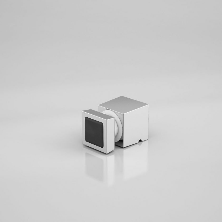 Falttürknopf, Trapez, klein, Gummianschlag beidseitig, für 8 mm Glas